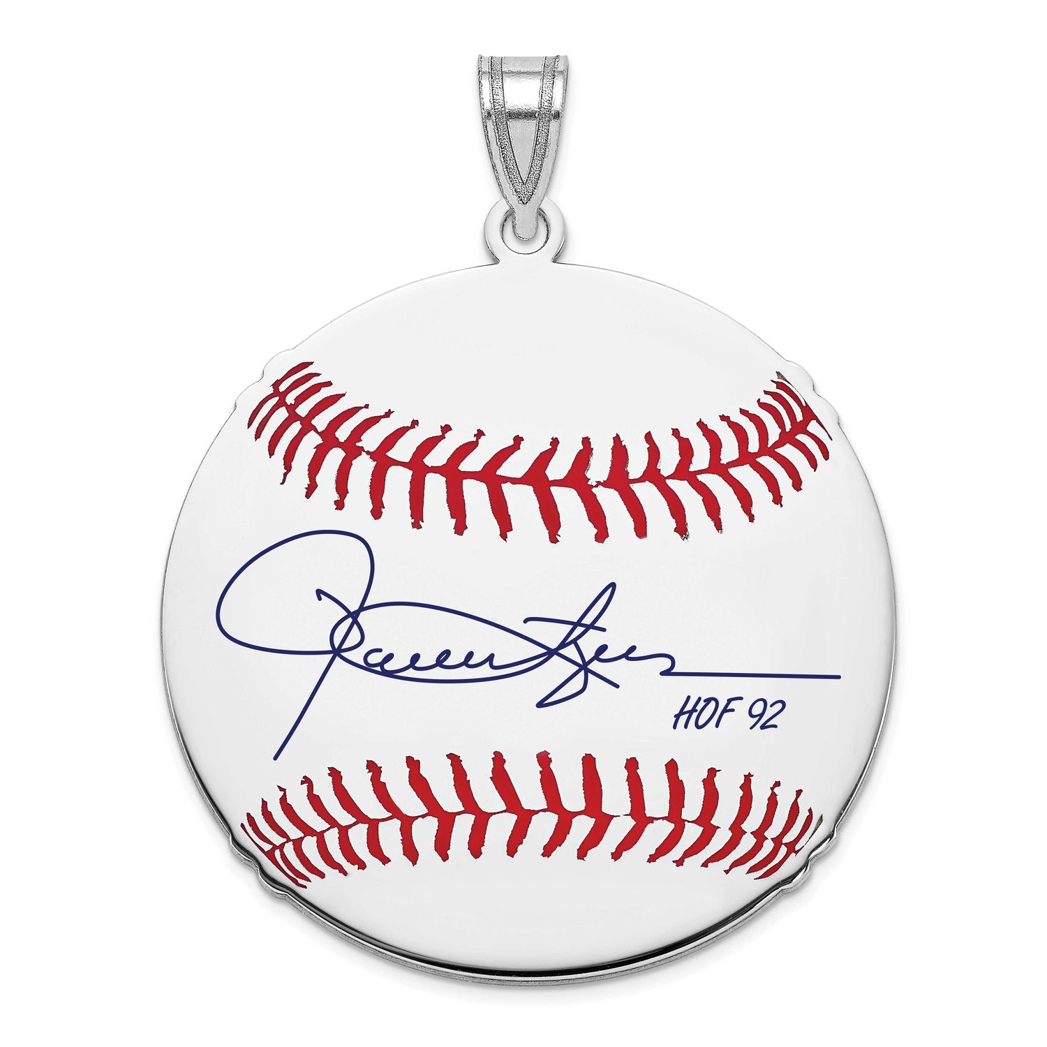 Rollie Fingers Hall of Fame Signature Large Epoxy Baseball Pendant Sterling Silver SSHF02RF92, UPC: