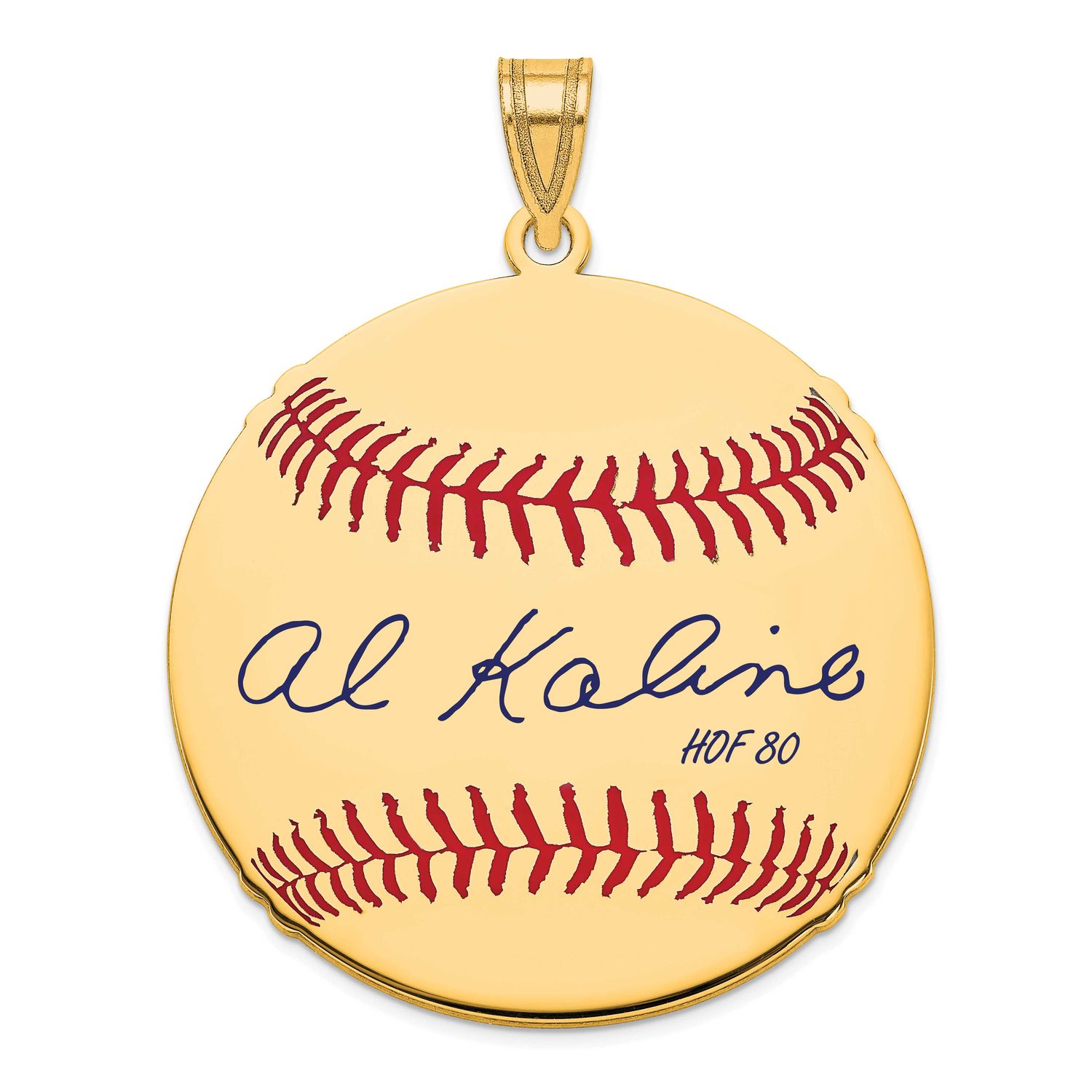 Al Kaline Hall of Fame Signature Large Epoxy Baseball Pendant 14k Gold 4YHF02AK80, UPC: