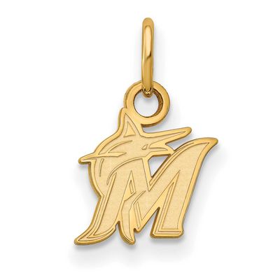 MLB Miami Marlins Letter M And Marlin Extra Small Pendant 10k Gold 1Y001MIN, UPC: 886774794891