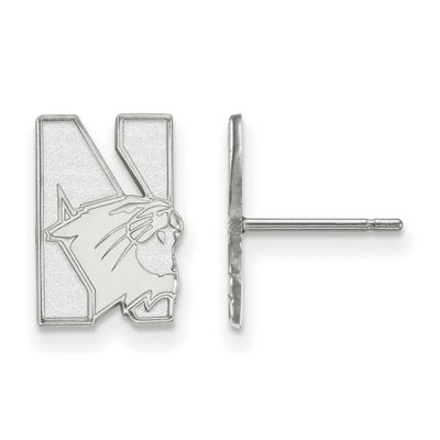 Northwestern University Small Post Earrings Sterling Silver Rhodium-plated SS004NWU, UPC: 886774693…