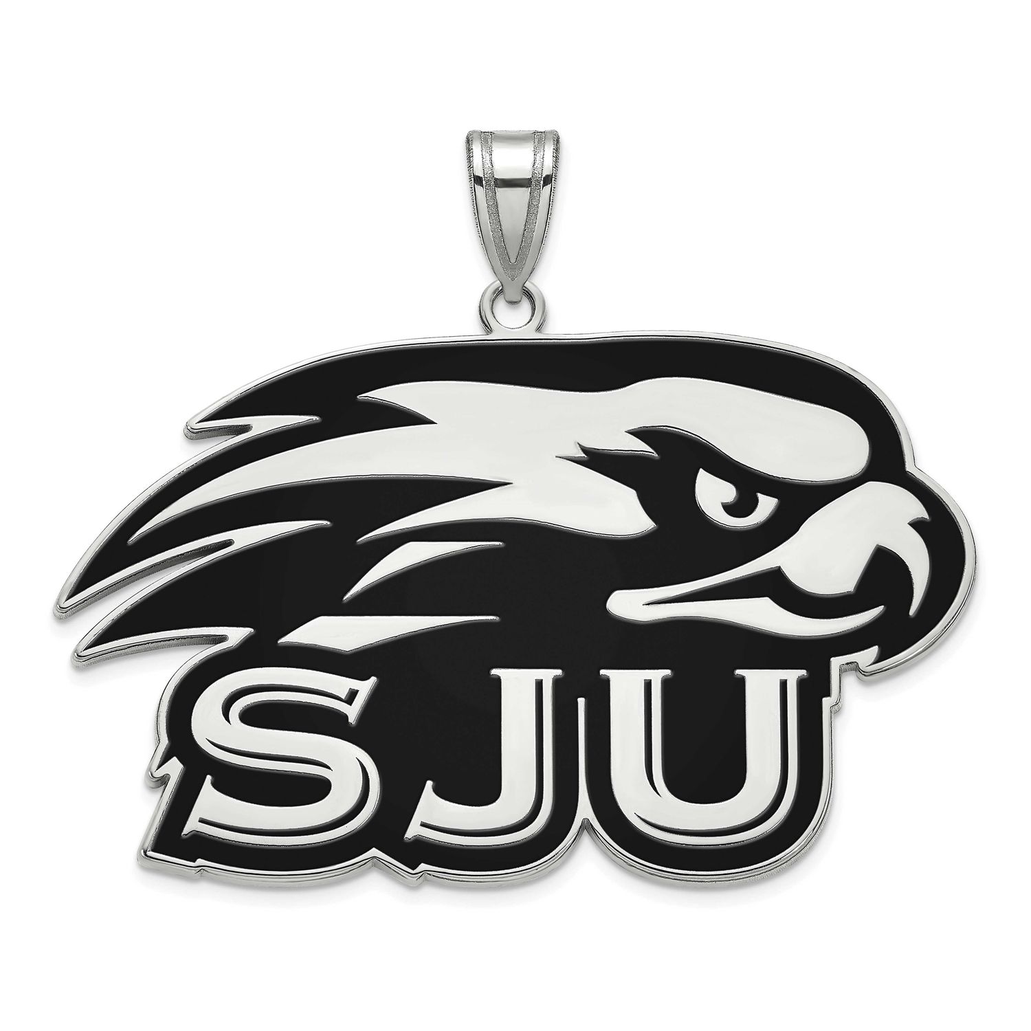 St Joseph&#39;S University Hawks Extra Large Enameled Pendant Sterling Silver Rhodium-plated SS003SJO, …