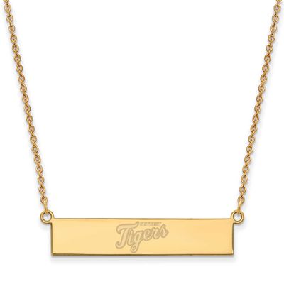 Detroit Tigers Team Script Bar 18 Inch Necklace Gold-plated Sterling Silver GP041TIG-18, UPC: 19110…