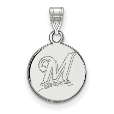 MLB Milwaukee Brewers Letter M Small Disc Pendant Sterling Silver Rhodium-plated SS011BRE, UPC: 886…