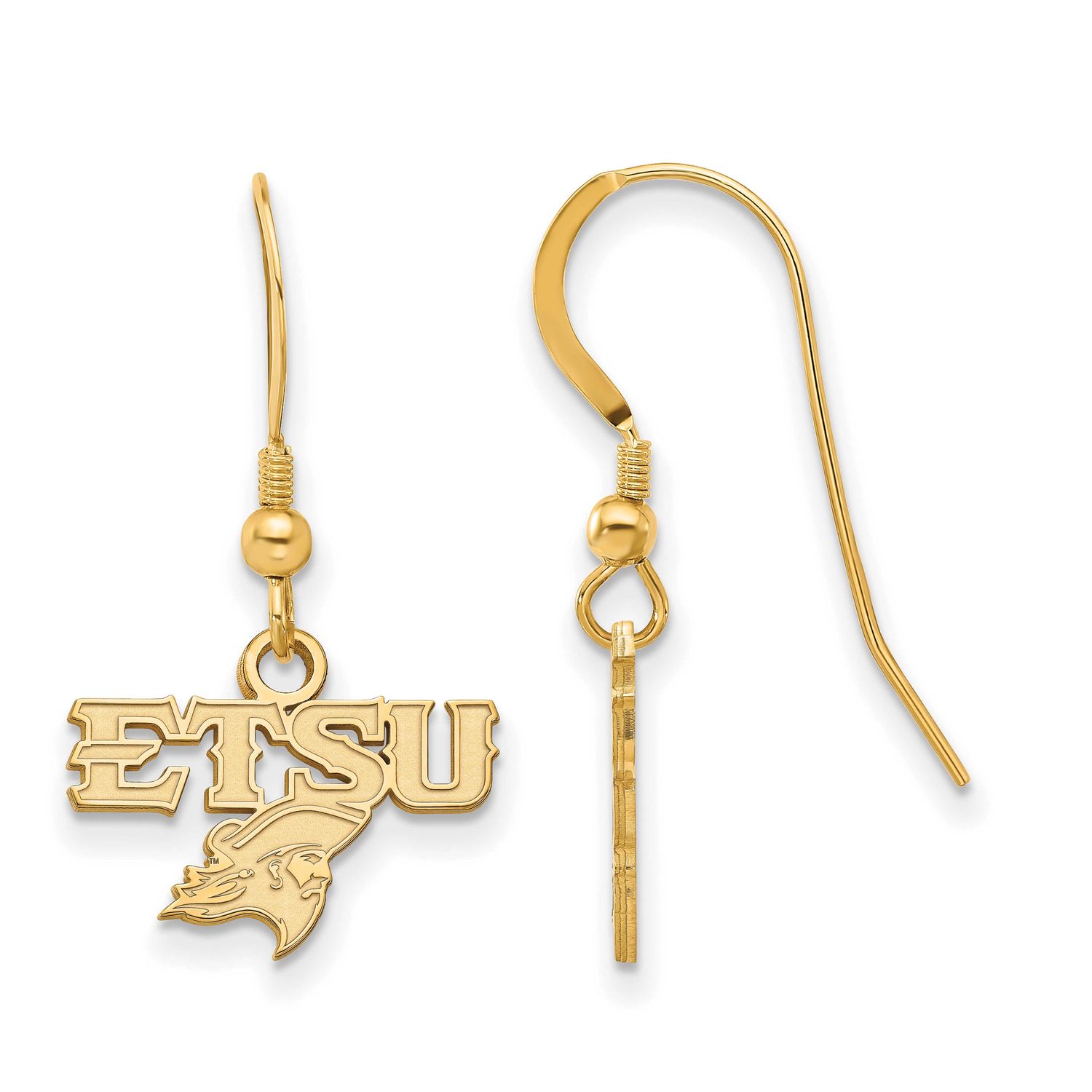 East Tennessee State U. Extra Small Dangle Earrings Gold-plated Sterling Silver GP010ETS, UPC: