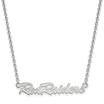 Texas Tech University Red Raiders Script Medium Pendant 18 Inch Necklace Sterling Silver Rhodium-pl…