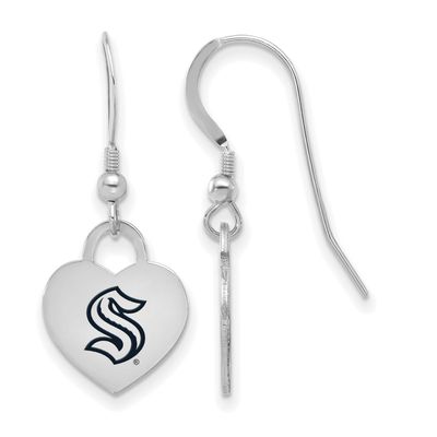 NHL Seattle Kraken Enamel Heart Dangle Earrings Sterling Silver Rhodium-plated SS129KRA, UPC: 19690…