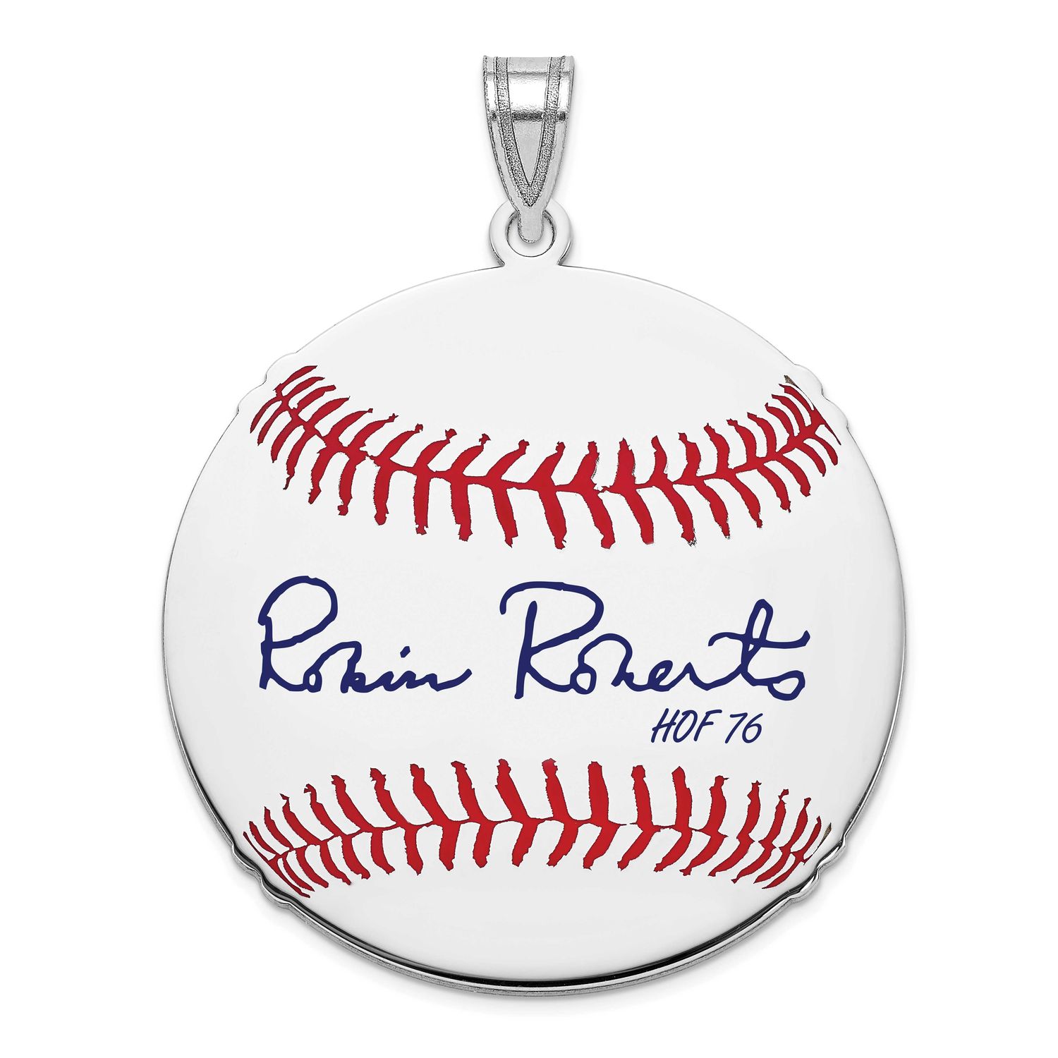 Robin Roberts Hall of Fame Signature Large Epoxy Baseball Pendant Sterling Silver SSHF02RR76, UPC: