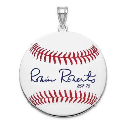 Robin Roberts Hall of Fame Signature Large Epoxy Baseball Pendant Sterling Silver SSHF02RR76, UPC: