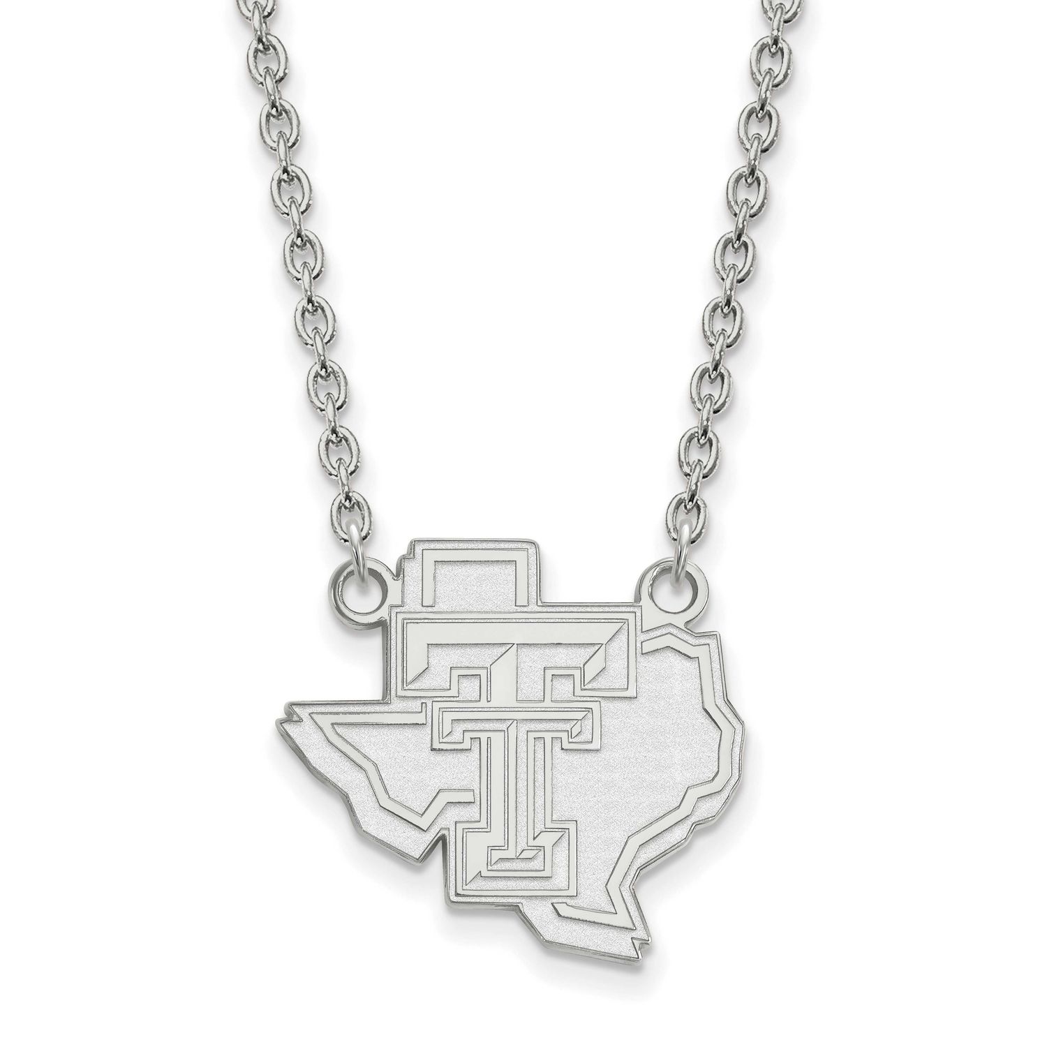 Texas Tech University State Outline Large Pendant 18 Inch Necklace 10k White Gold 1W055TXT-18, UPC:…