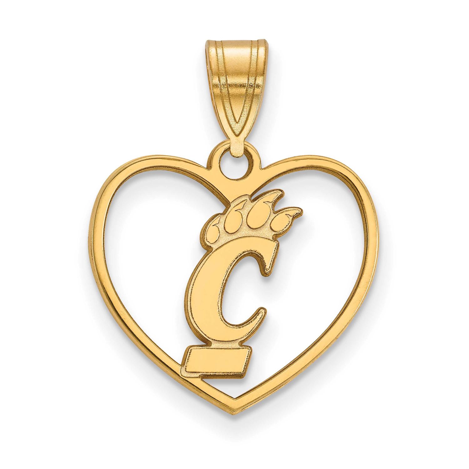 University of Cincinnati Heart Pendant Gold-plated Sterling Silver GP013UC, UPC: 886774916392