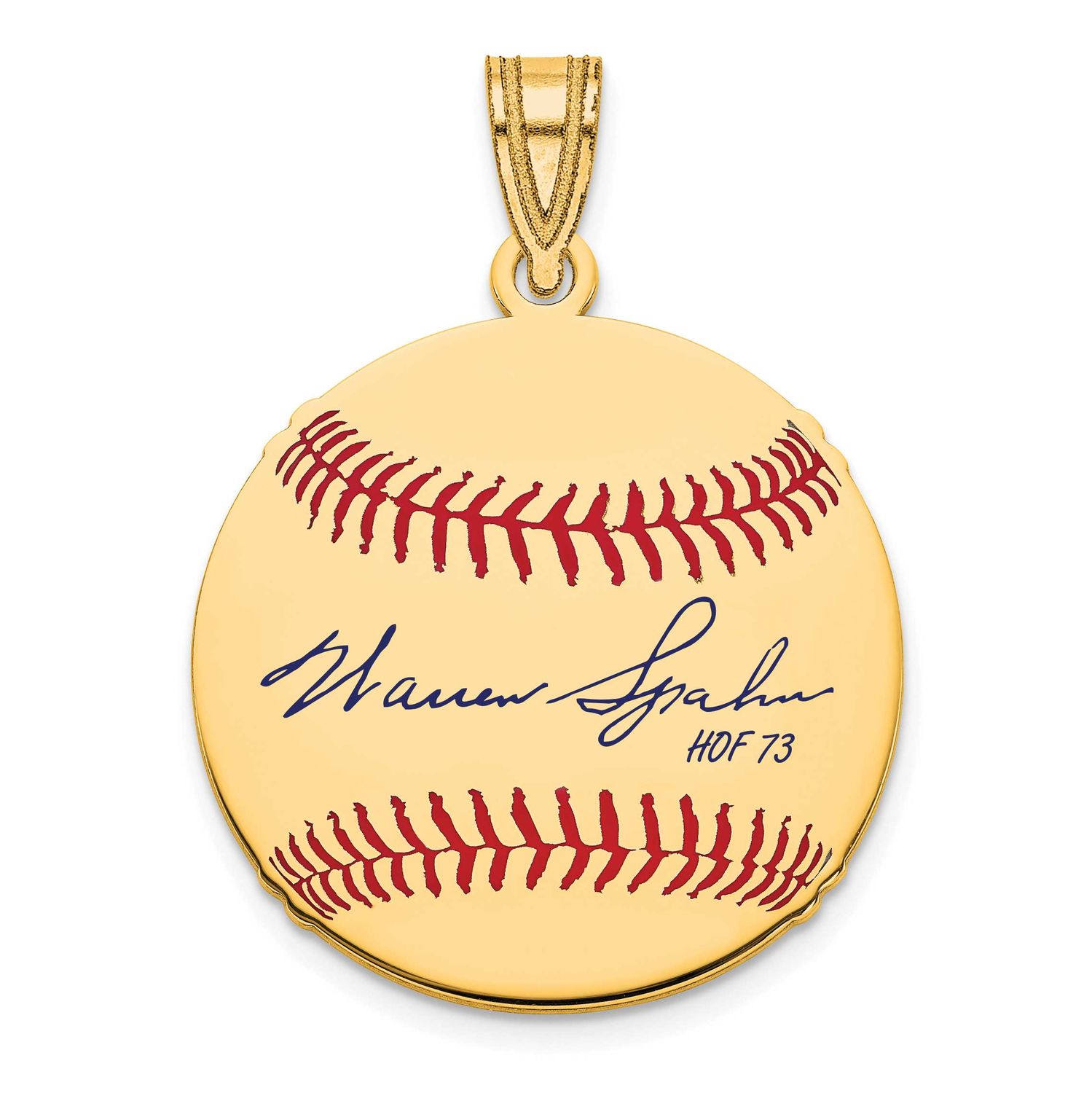 Warren Spahn Hall of Fame Signature Small Epoxy Baseball Pendant Gold-plated Sterling Silver GPHF11…