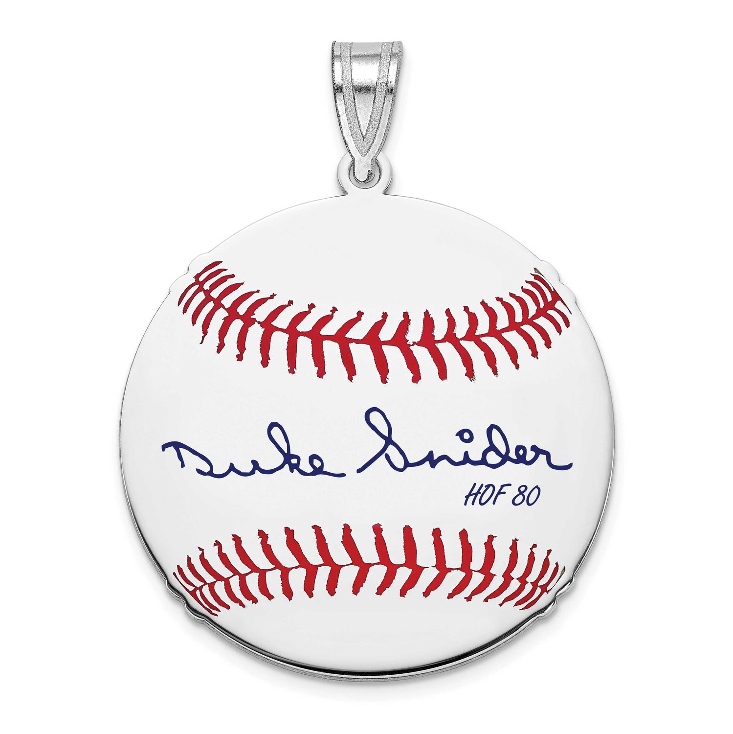 Duke Snider Hall of Fame Signature Medium Epoxy Baseball Pendant Sterling Silver SSHF10DS80, UPC: