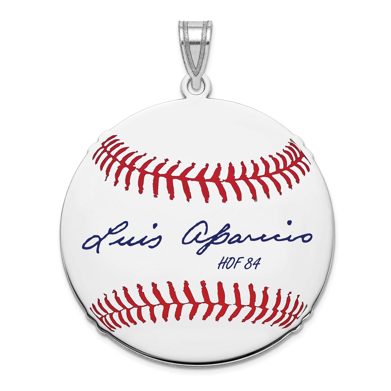 Luis Aparicio Hall of Fame Signature Large Epoxy Baseball Pendant Sterling Silver SSHF02LA84, UPC: