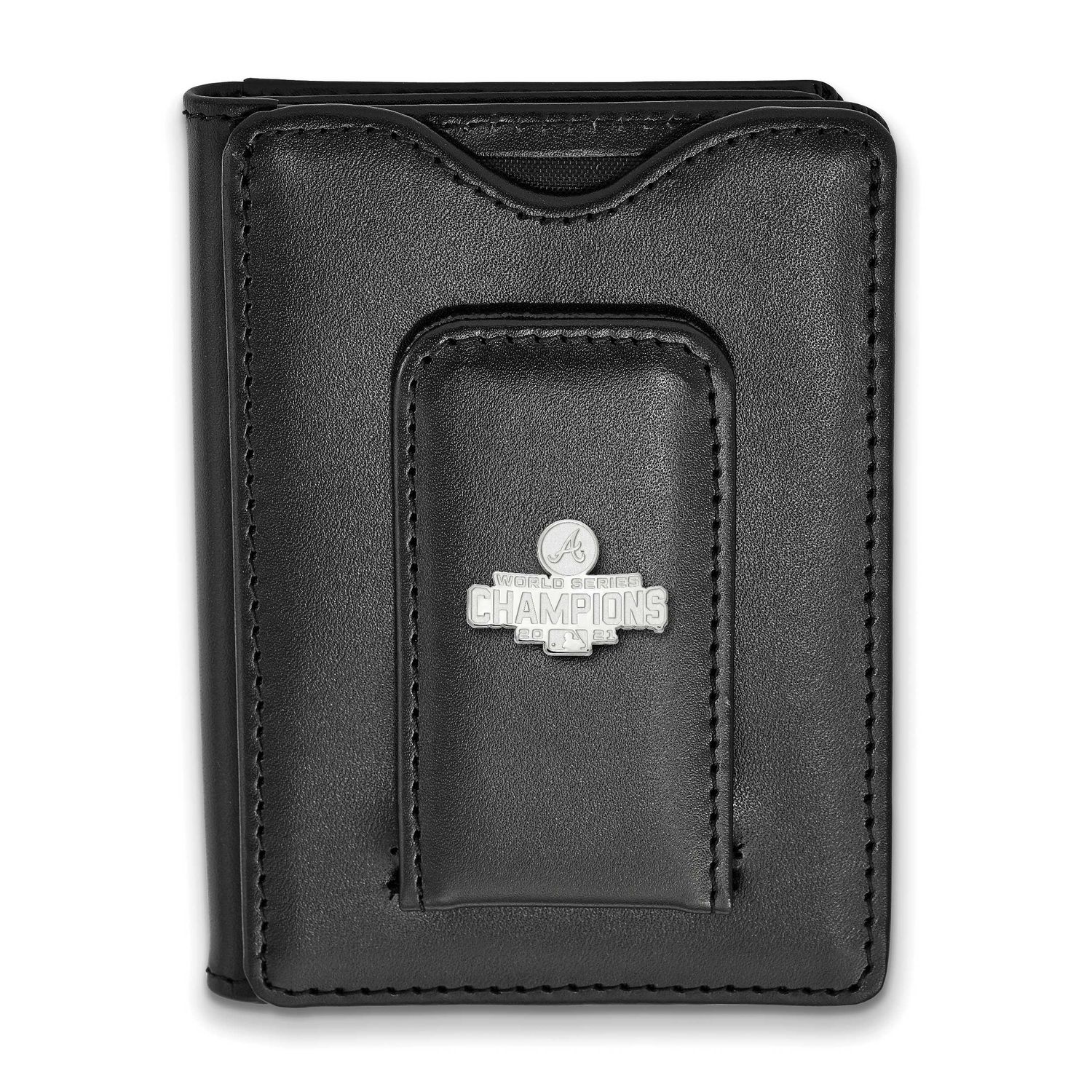 2021 World Series Champions Atlanta Braves Black Leather Wallet Sterling Silver SS010BRA21-W1, UPC:…