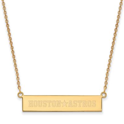 Houston Astros Team Script Bar 18 Inch Necklace Gold-plated Sterling Silver GP041AST-18, UPC: 19110…