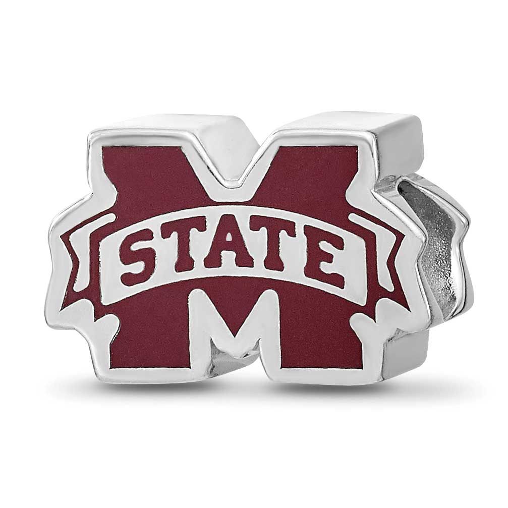 Mississippi State University M with State Banner Enameled Extruded Pendant  Sterling Silver SS500MS…