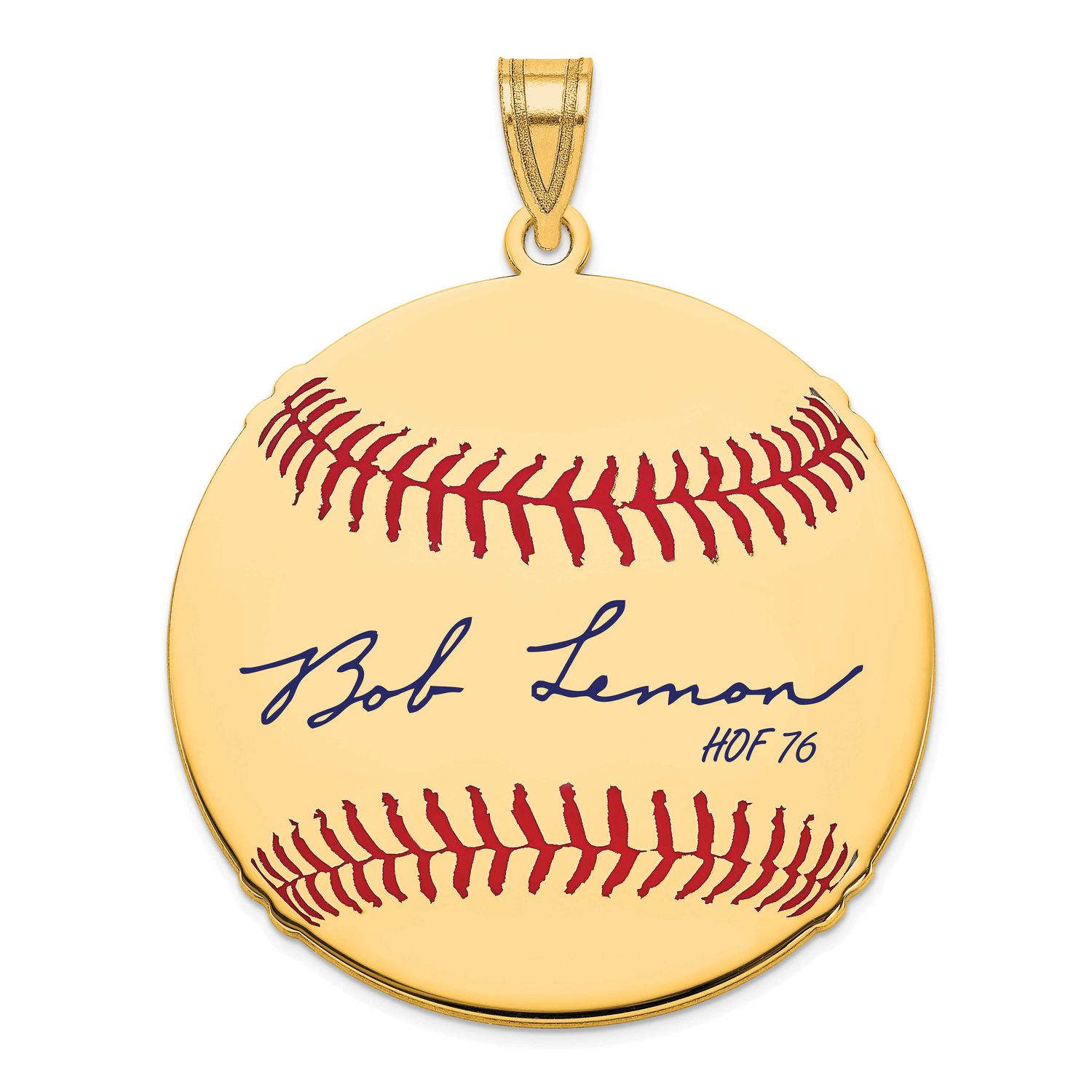 Bob Lemon Hall of Fame Signature Large Epoxy Baseball Pendant 14k Gold 4YHF02BL76, UPC: