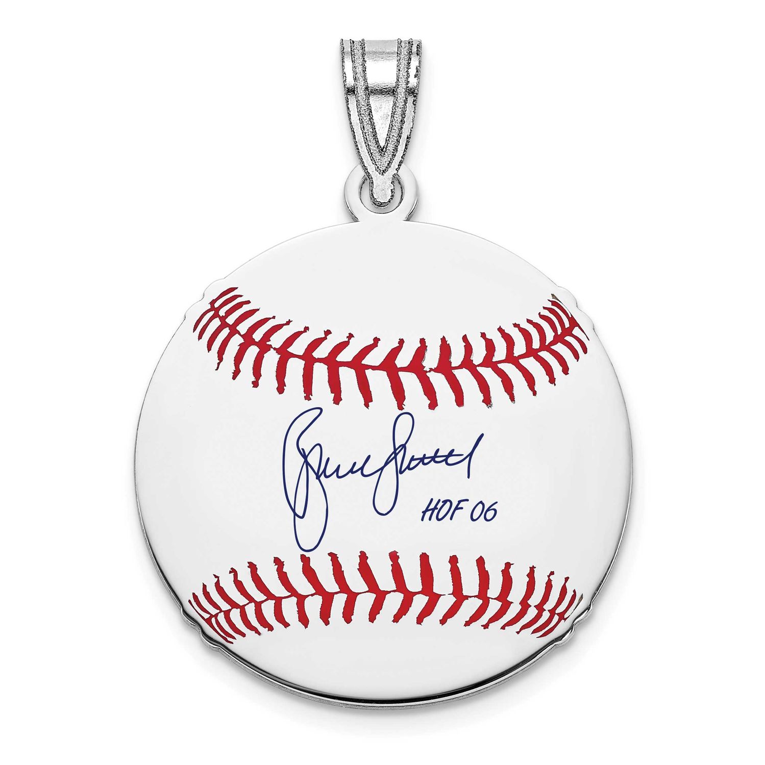 Bruce Sutter Hall of Fame Signature Small Epoxy Baseball Pendant Sterling Silver SSHF11BS06, UPC: