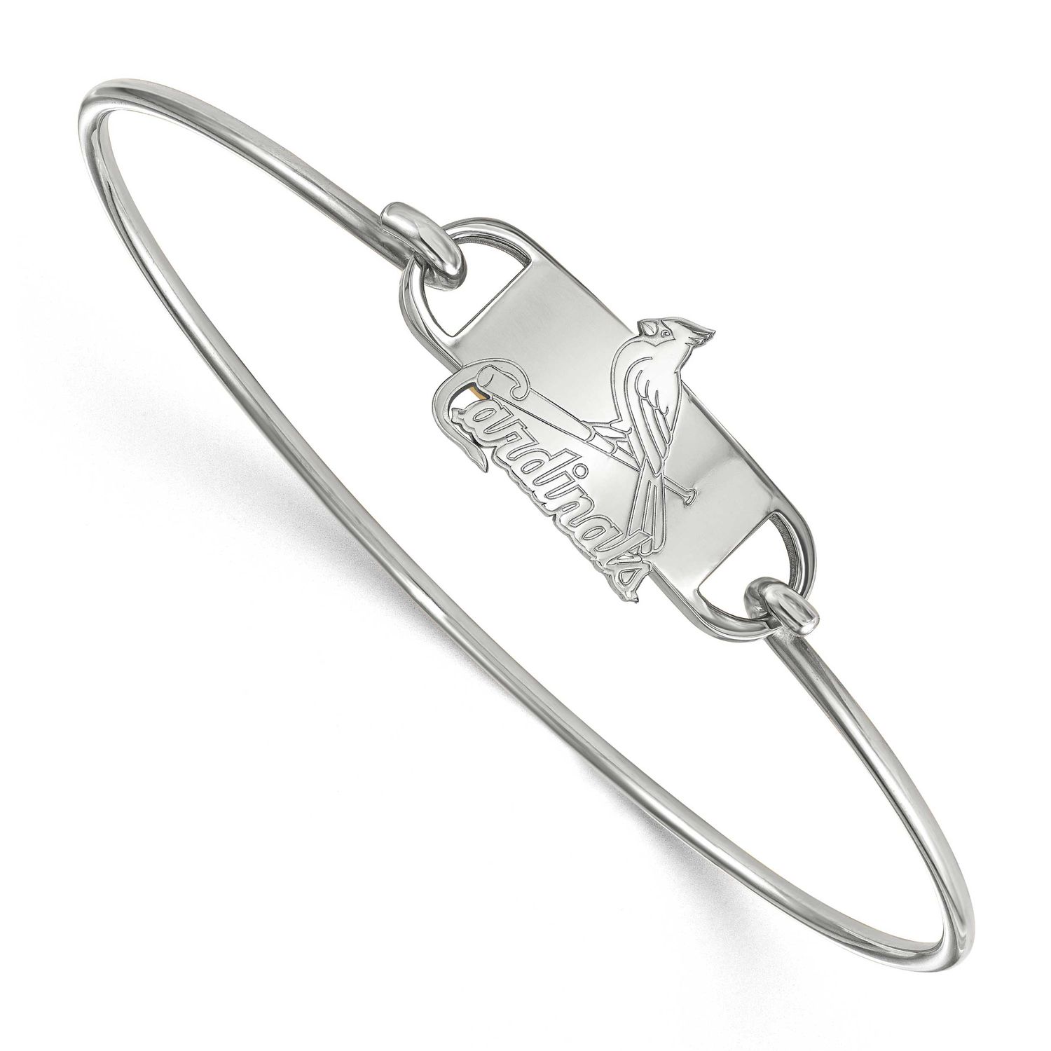 MLB St. Louis Cardinals Small Center 7 Inch Wire Bangle Sterling Silver Rhodium-plated SS020CRD-7, …