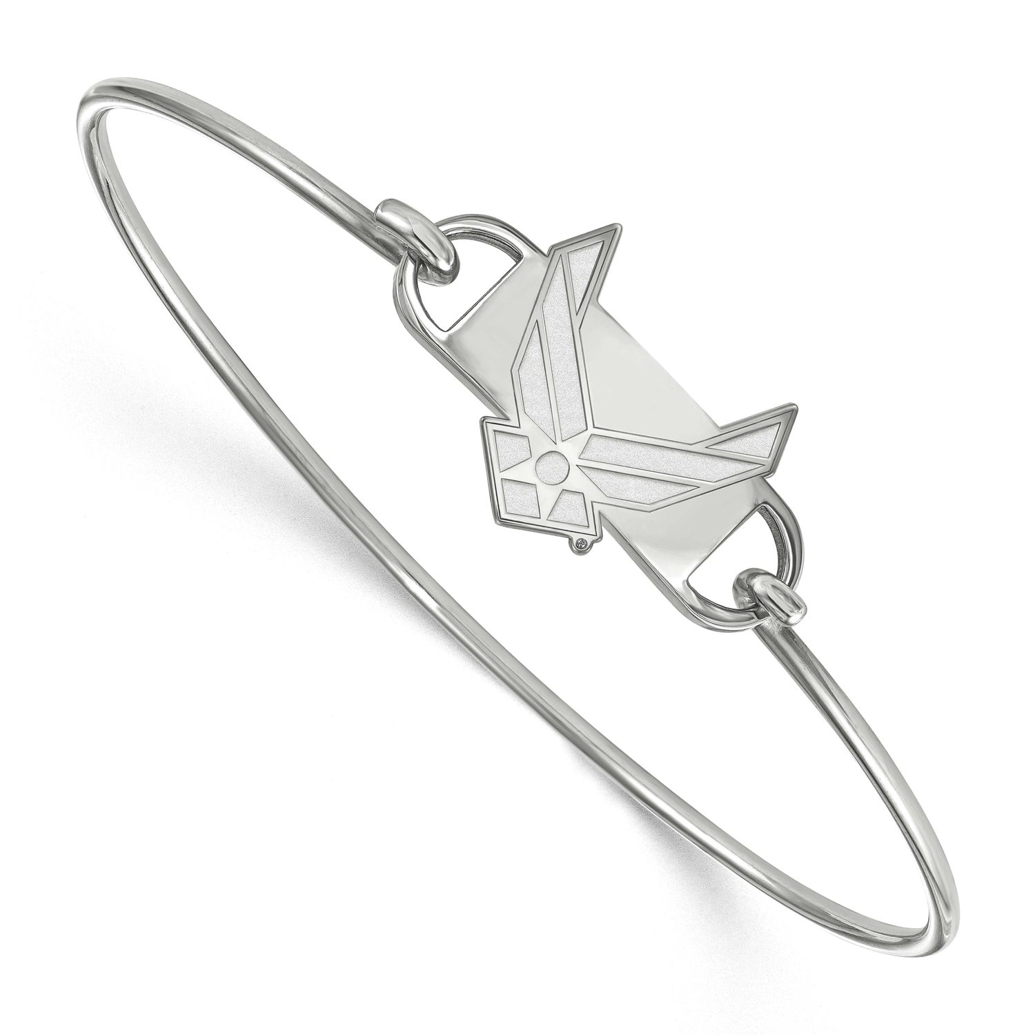 U.S. Air Force Small Center 7 Inch Wire Bangle Sterling Silver Rhodium-plated SS018USAF-7, UPC: 191…