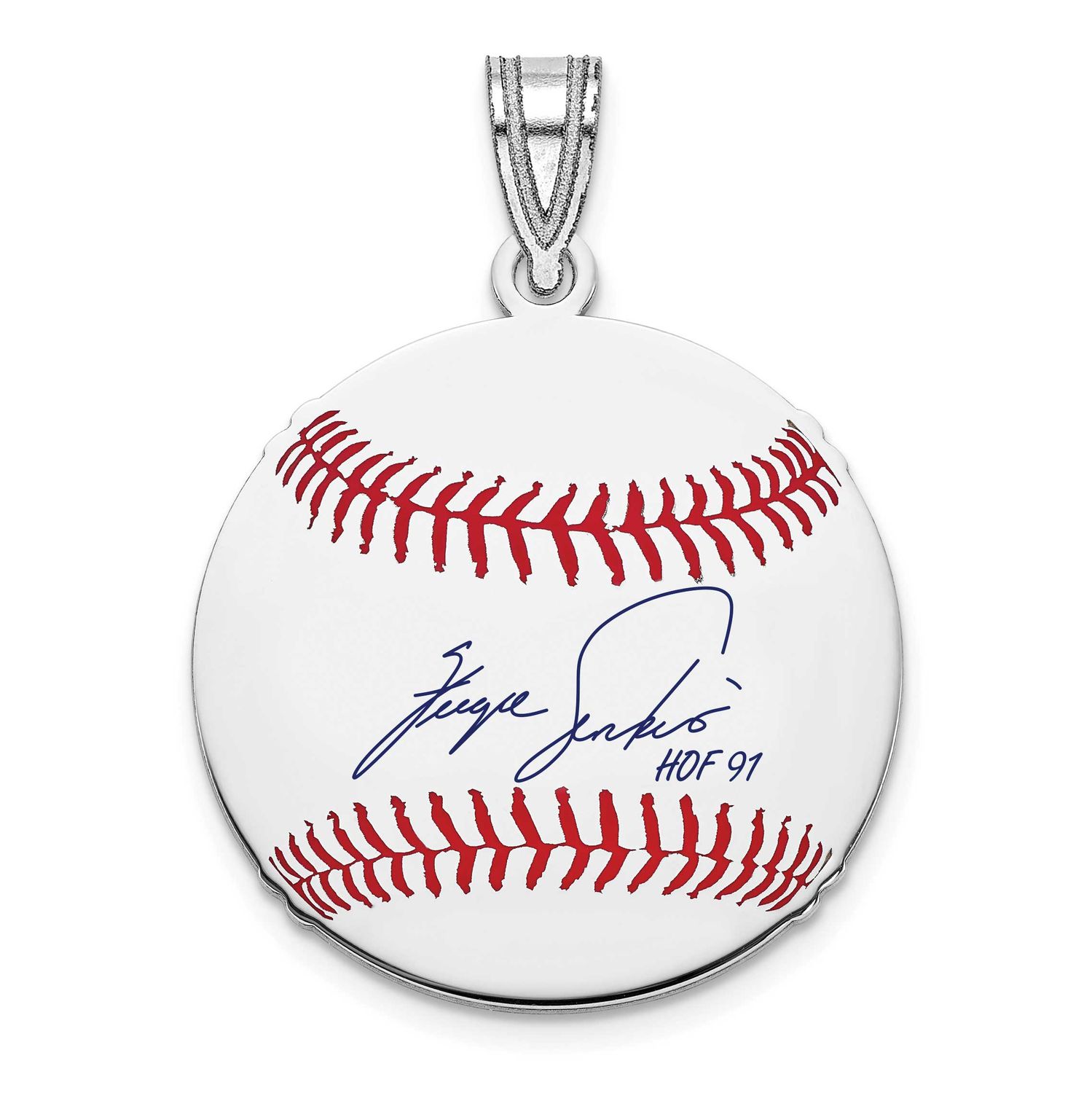 Fergie Jenkins Hall of Fame Signature Small Epoxy Baseball Pendant Sterling Silver SSHF11FJ91, UPC: