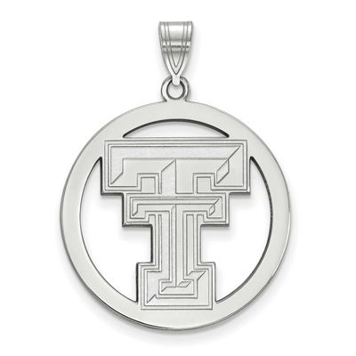 Texas Tech University T-T Extra Large Circle Pendant Sterling Silver Rhodium-plated SS034TXT, UPC: …