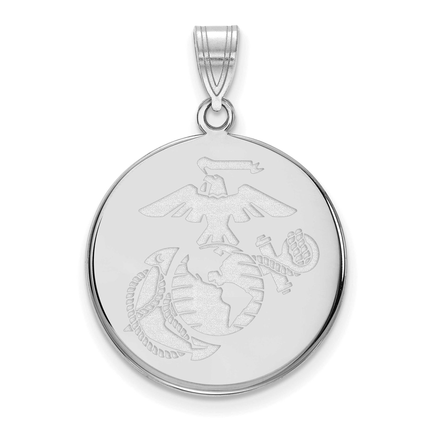 Large U.S. Marine Corps Disc Pendant 14k White Gold 4W006USMC, UPC: 191101484360