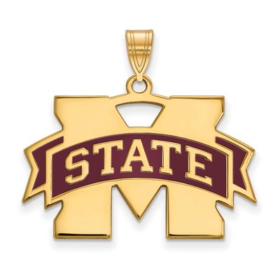 Mississippi State University Small Enamel Pendant  Gold-plated Sterling Silver GP076MSS, UPC: 19110…