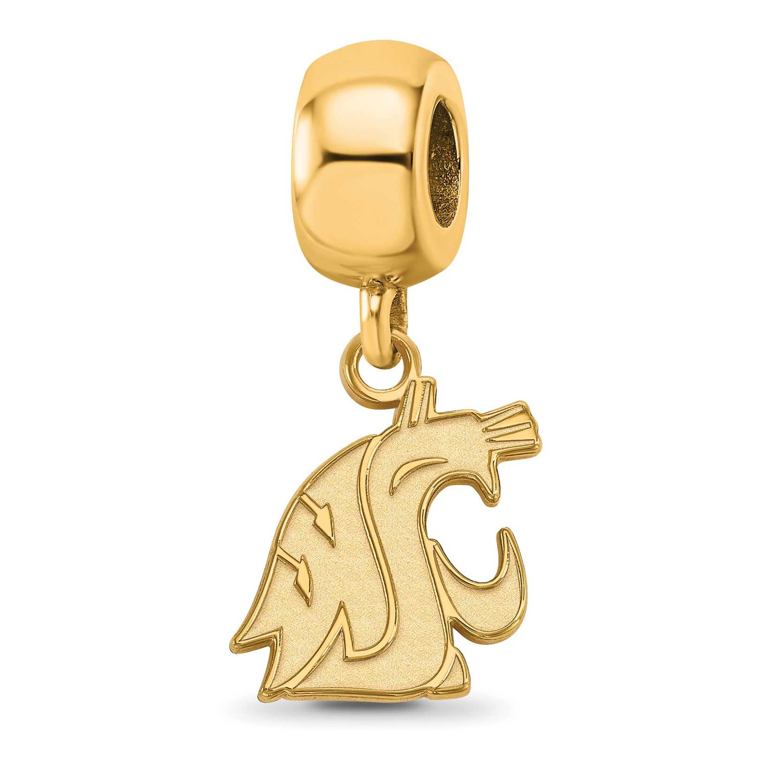 Washington State University Cougar Extra Small Dangle Bead Charm Gold-plated Sterling Silver GP044W…