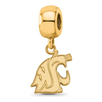 Washington State University Cougar Extra Small Dangle Bead Charm Gold-plated Sterling Silver GP044W…