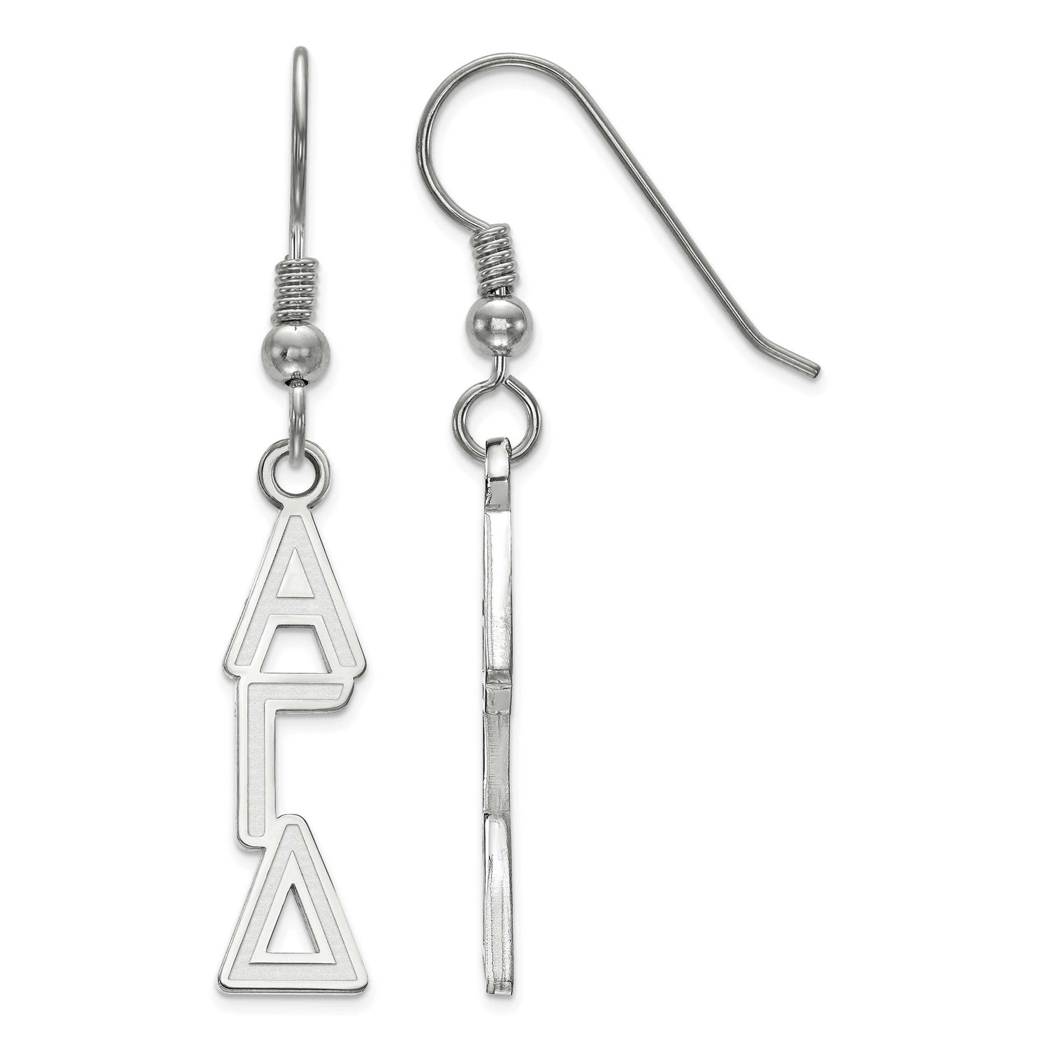 Alpha Gamma Delta Dangle Medium Earrings Sterling Silver Rhodium-plated SS004AGD, UPC: 886774599007