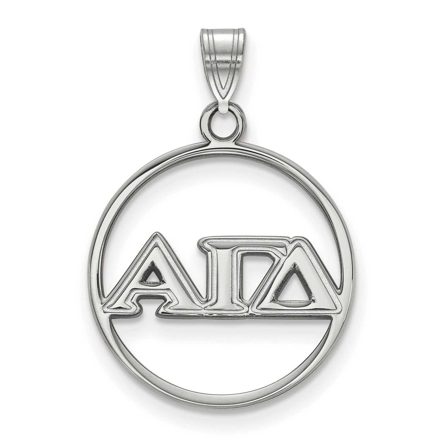 Alpha Gamma Delta Small Circle Pendant Sterling Silver Rhodium-plated SS011AGD, UPC: 886774600826