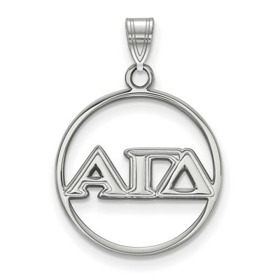 Alpha Gamma Delta Small Circle Pendant Sterling Silver Rhodium-plated SS011AGD, UPC: 886774600826