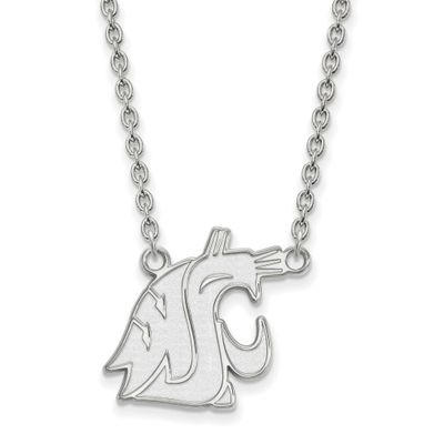 Washington State University Cougar Large Pendant 18 Inch Necklace Sterling Silver Rhodium-plated SS…