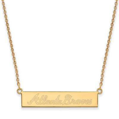 Atlanta Braves Team Script Bar 18 Inch Necklace Gold-plated Sterling Silver GP041BRA-18, UPC: 19110…