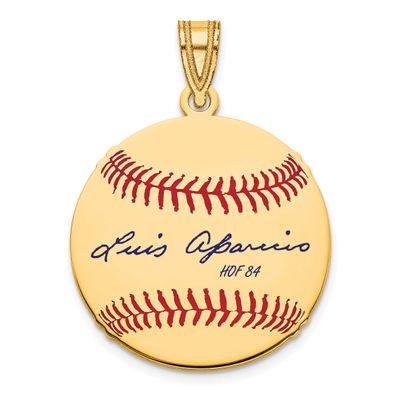 Luis Aparicio Hall of Fame Signature Small Epoxy Baseball Pendant 14k Gold 4YHF11LA84, UPC: