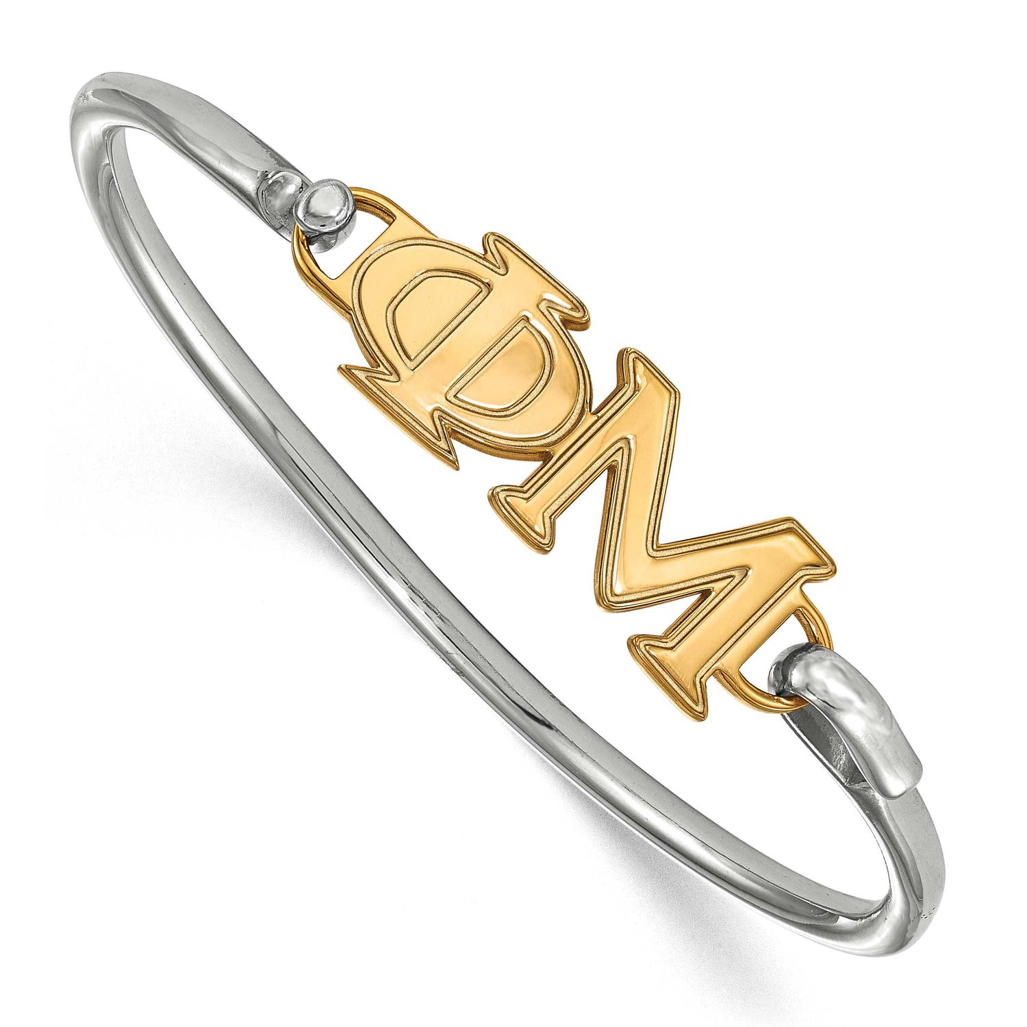 Phi Mu Small Hook And Clasp Bangle Gold-plated Sterling Silver GP009PHM-7, UPC: 191101102257