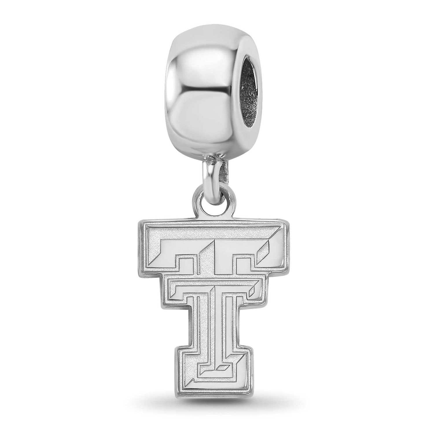 Texas Tech University T-T Small Dangle Bead Charm Sterling Silver Rhodium-plated SS036TXT, UPC: 886…