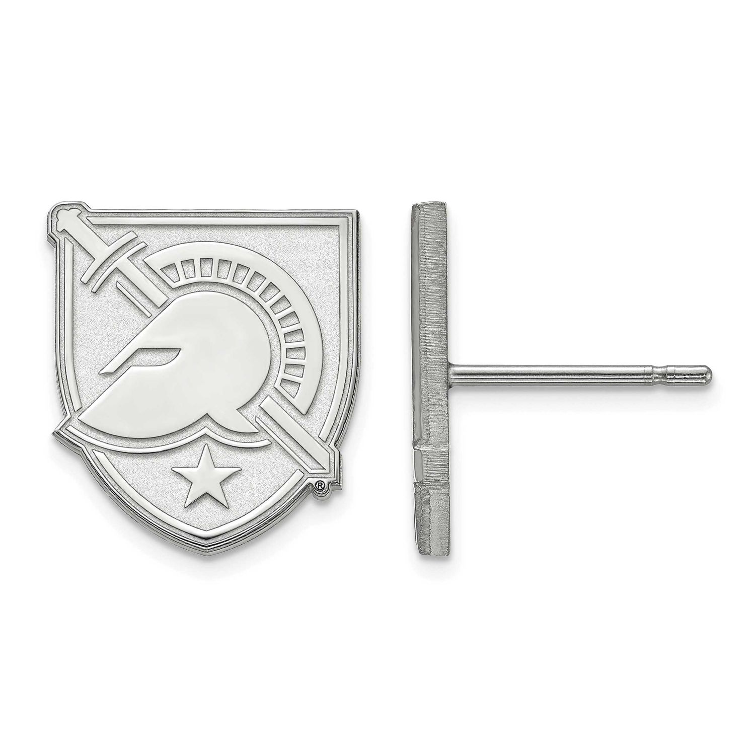 U.S. Military Academy Letter A Small Post Earrings Sterling Silver Rhodium-plated SS008USMA, UPC: 8…