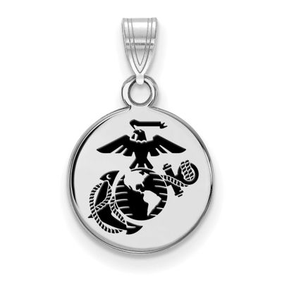 Small U.S. Marine Corps Epoxied Disc Pendant Sterling Silver Rhodium-plated SS021USMC, UPC: 1911014…