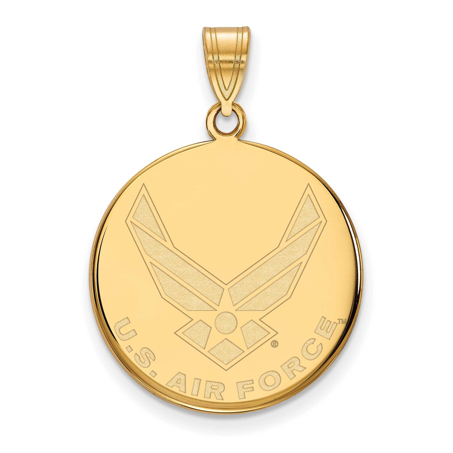 U.S. Air Force Large Disc Pendant Gold-plated Sterling Silver GP048USAF, UPC: 191101215230