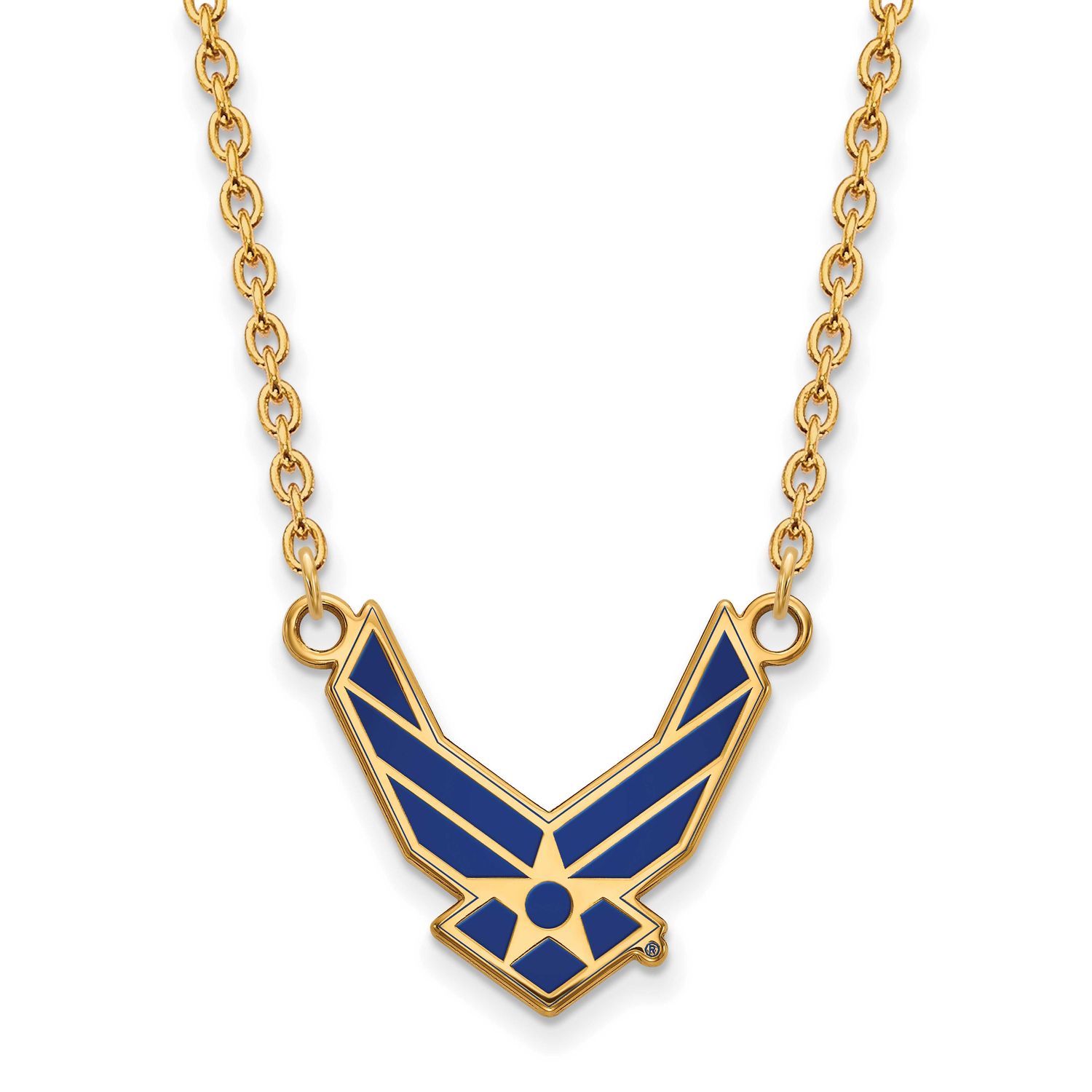 U.S. Air Force Large Enameled Pendant 18 Inch Necklace Gold-plated Sterling Silver GP015USAF-18, UP…