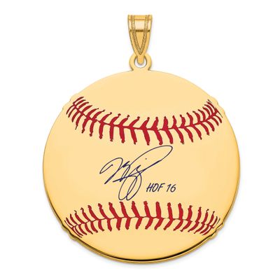 Mike Piazza Hall of Fame Signature Large Epoxy Baseball Pendant Gold-plated Sterling Silver GPHF02M…