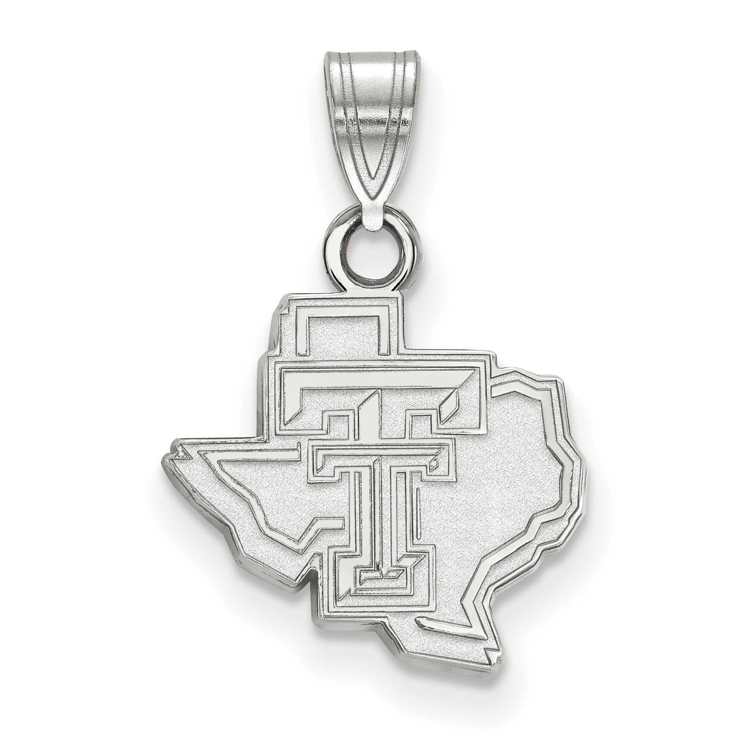 Texas Tech University State Outline Small Pendant Sterling Silver Rhodium-plated SS044TXT, UPC: 886…