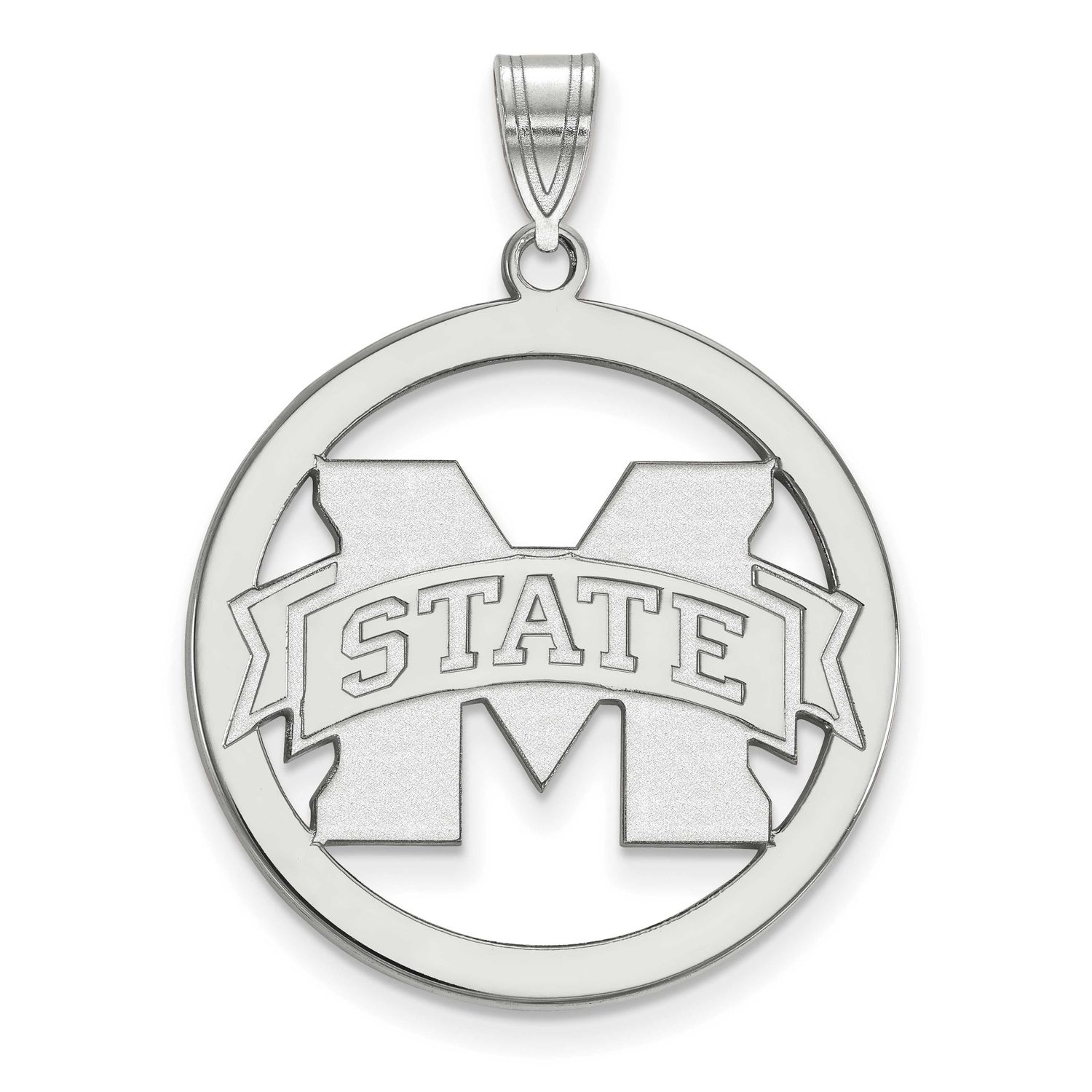Mississippi State University Extra Large Pendant In Circle Sterling Silver Rhodium-plated SS034MSS,…