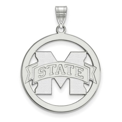 Mississippi State University Extra Large Pendant In Circle Sterling Silver Rhodium-plated SS034MSS,…