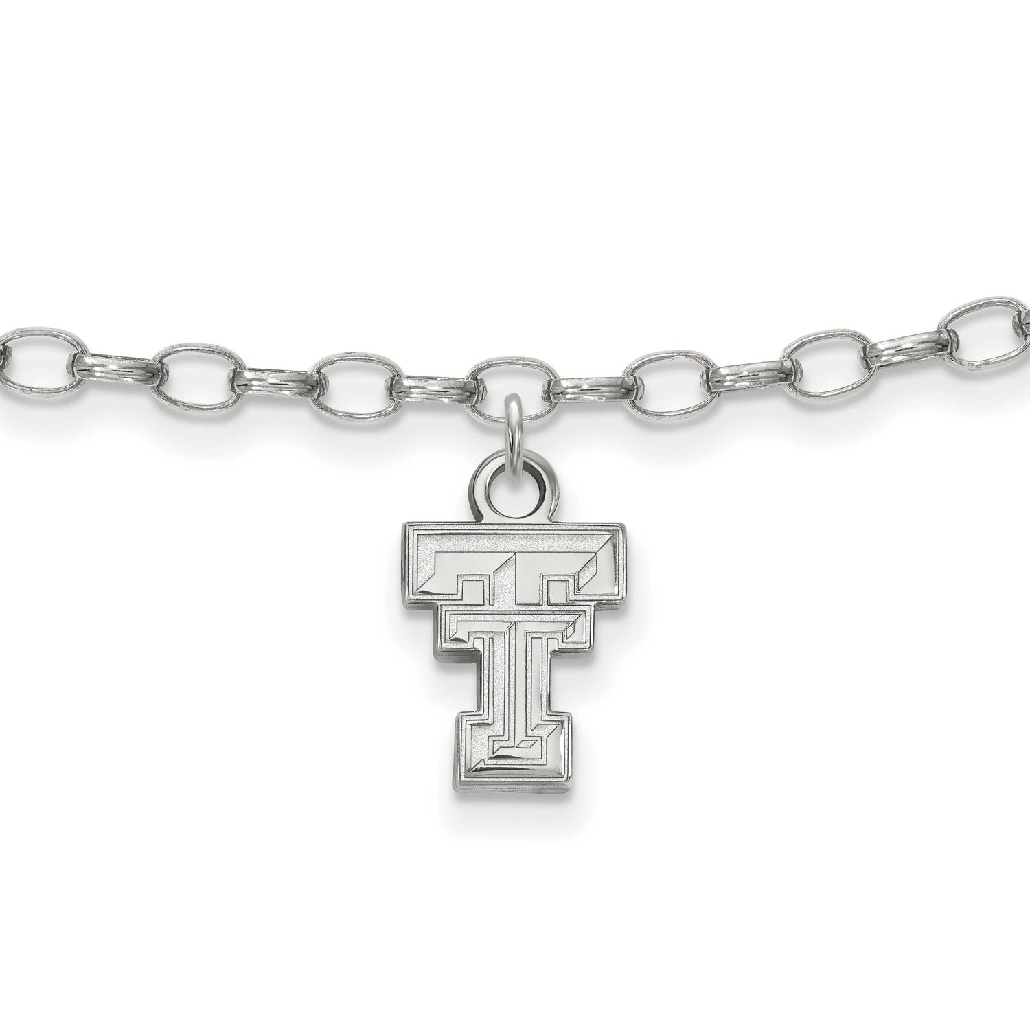 Texas Tech University T-T 9 Inch Anklet Sterling Silver Rhodium-plated SS030TXT, UPC: 886774700960
