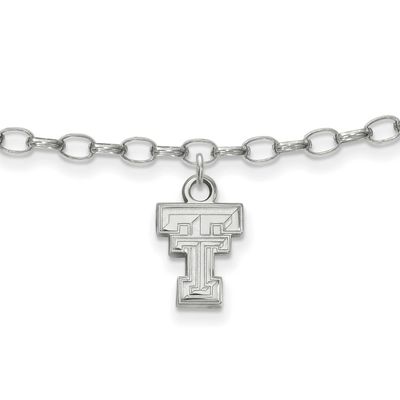 Texas Tech University T-T 9 Inch Anklet Sterling Silver Rhodium-plated SS030TXT, UPC: 886774700960