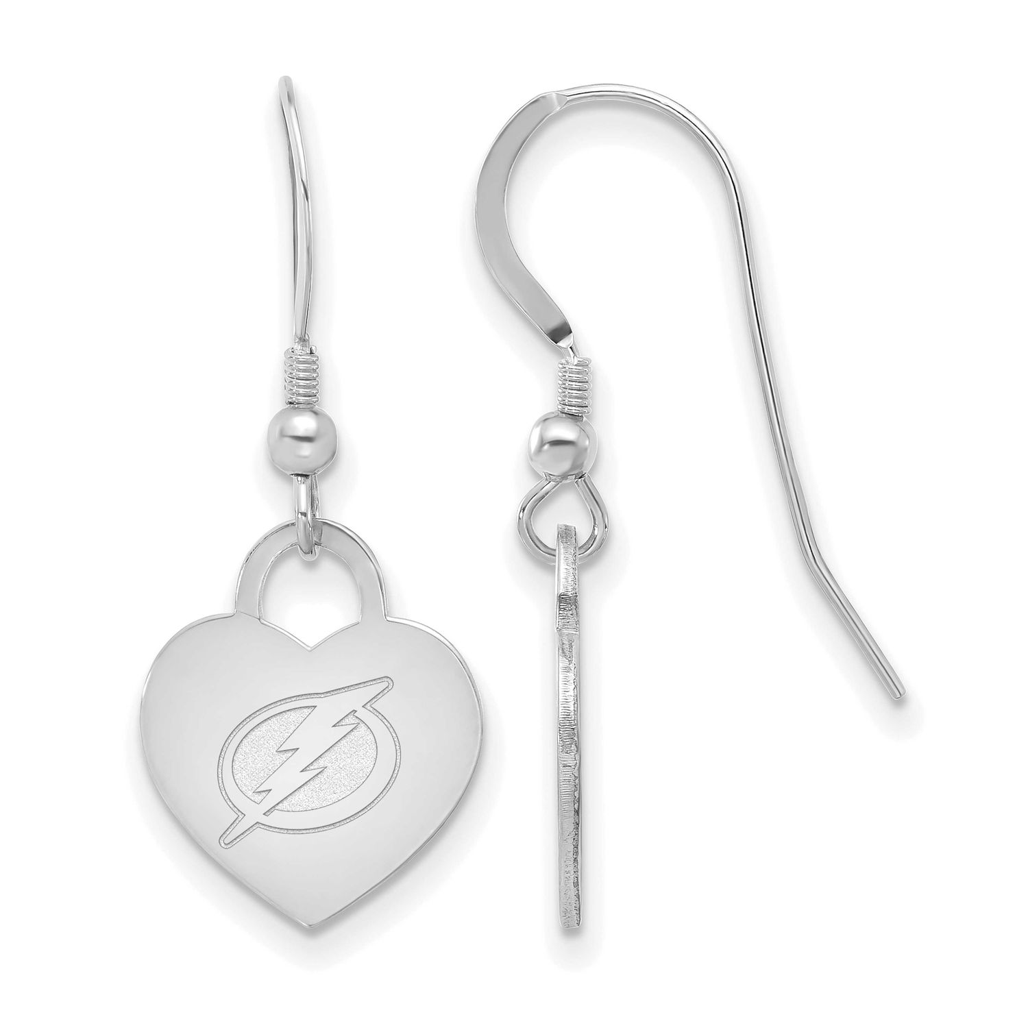 NHL Tampa Bay Lightning Heart Dangle Earrings Sterling Silver Rhodium-plated SS128LIG, UPC: 1969041…