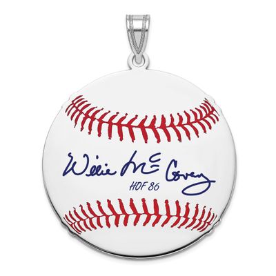 Willie Mccovey Hall of Fame Signature Large Epoxy Baseball Pendant Sterling Silver SSHF02WM86, UPC: